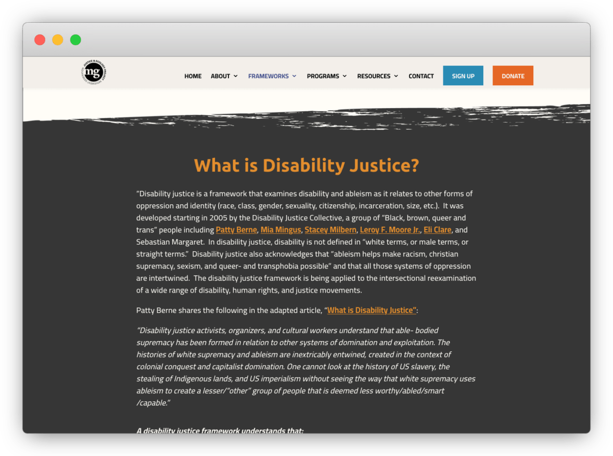 What is Disability Justice on movementgeneration.org