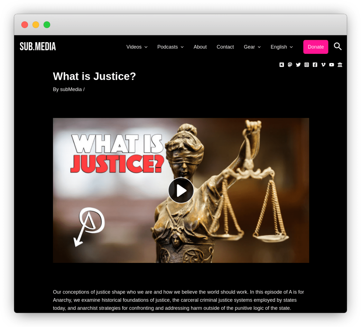 What is Justice video on sub.media